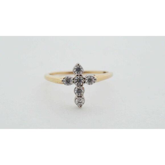 10k Yellow Gold Vintage Estate Sale CZ Ring Size 6 Fine Jewelry 1.40g
